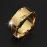 Elegant Classic Business 18K Gold Filling Inlaid with White Zircon Men's Punk Ring Engagement Wedding Anniversary Jewelry daiiibabyyy