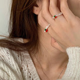 Fashion Korean Imitation Pearl Beaded Index Finger Rings For Women Girls Simple Elasticity Knuckle Rings Party Jewelry mujer daiiibabyyy