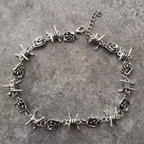 Hip hop Retro Antique Silver Color Thorns Rose Flowers Femme Chokers Necklace Punk Chain Jewelry For Women Statement Necklaces
