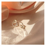 Stud Earrings Double Ring Gold Earrings for Women Resin Zircon  Korean Earrings  Wholesale Trendy Jewelry Wendding daiiibabyyy