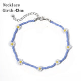 Daiiibabyyy IngeSight.Z Bohemian Colorful Beads Flower Choker Necklace for Women Summer Statement Short Collar Clavicle Chain Jewelry