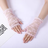 New Fingerless Women Sexy Lace Gloves Ladies Half Finger Fishnet Gloves Mesh Mitten Sun Protection Driving Black Guantes daiiibabyyy