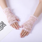 New Fingerless Women Sexy Lace Gloves Ladies Half Finger Fishnet Gloves Mesh Mitten Sun Protection Driving Black Guantes daiiibabyyy