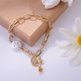 South Korea's new metal pearl bracelet, rose pendant, simple fashion women's bracelet 2022 new jewelry