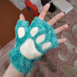 1Pair Women Girl Lovely Bear Plush Cat Paw Claw Gloves Winter Faux Fur Cute Kitten Fingerless Mittens Christmas Halloween Gloves daiiibabyyy