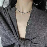 Fashion Geometric Irregular Metal Necklace Female Sweet Cool Hot Girl Silver Color Clavicle Simple Water Wave Alloy Neck Jewelry daiiibabyyy