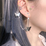 17KM Korean Asymmetrical Rhinestone Butterfly Drop Earrings For Women Girls Trendy Fashion Pearl Chain Earrings Jewelry Gifts daiiibabyyy