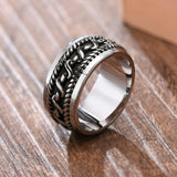 Daiiibabyyy Vintage Ring Man, Stainless Steel Twisted Rope Design Textured Pattern Ring, Men's Jewelry