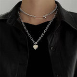 New Trendy Metal Ball Coin Cross Pendant Multi-layer Punk Design Long Chain Necklace For Women Men Jewelry Gifts daiiibabyyy