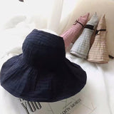 Daiiibabyyy Floded Sun hats for women Visors Hat Fishing Beach Hat  UV Protection Cap Black Causal Women Summer Caps Wide Brim Hat