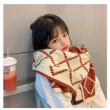 Winter Couple Tide Scarf Plaid Double-sided Warmth Female Knitted Thick Soft Dual-use Shawl Echarpe Femme Hiver Luxe daiiibabyyy