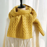 Kitted Long Winter Scarves For Women Scarf Blanket Cashmere Soft Shawl Hand knitting Scarf Solid Color Thicken Warm Scarf Girls daiiibabyyy