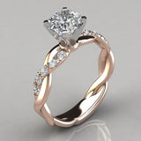 Exquisite Women Fashion Rose Gold Silver Color Two Tone Princess Square White Zircon Wedding Rings for Women Engagement Jewelry daiiibabyyy