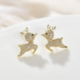 New Stylish Crystal Christmas Elk Stud Earrings For Women Fashion Zircon Deer Earring Girl New Year Party Jewelry Christmas Gift daiiibabyyy