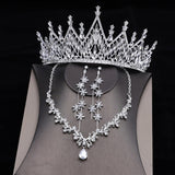 Luxury Bride Wedding Jewelry Sets Bridal Crown Tiara Zircon Necklace Sets For Women Princess Rhinestone African Bead Jewelry Set daiiibabyyy