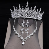 Luxury Bride Wedding Jewelry Sets Bridal Crown Tiara Zircon Necklace Sets For Women Princess Rhinestone African Bead Jewelry Set