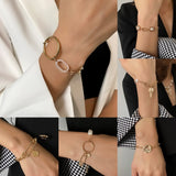 2022 Korean Fashion Gold Bracelets for Women Boho Jewelry Geometric Portrait Pin Simple Thick Chain Hand Chain Charm Bracelet