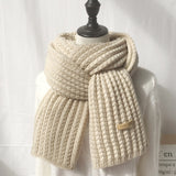 Winter  Fashion Female Millet Grain Solid Color Couple Student Shawl Warm Knitted Woolen Hat and Scarf Set Gorros Invierno Mujer daiiibabyyy