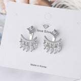 Daiiibabyyy New Women's Luxury 925 Silver Needle Jewelry High Quality Tassels Crystal Zircon Simple Retro Fan-shaped Wedding Earrings