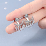 Daiiibabyyy New Women's Luxury 925 Silver Needle Jewelry High Quality Tassels Crystal Zircon Simple Retro Fan-shaped Wedding Earrings