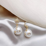 2022 fashion pearl asymmetric Star Moon design Dangle Earrings contracted exquisite crystal Water Drop style Women earrings new daiiibabyyy