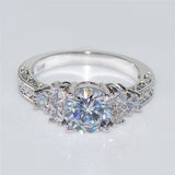 Exquisite Fashion Silver Color Engagement Rings for Women Fashion White Zircon Crystal Ring Anniversary Bridal Wedding Jewelry daiiibabyyy