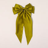 New Headwear Big Large Satin Bow Hairpins Barrettes for Women Girls Wedding Long Ribbon Hair Clip Hairgrip Bow Hair Accessories daiiibabyyy