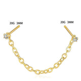 Double L Shape Nose Chain Heart Nose Piercing Chain 20G Straight Ball Nose Chain Zircon Piercing Nariz Pircing Septum Nez daiiibabyyy