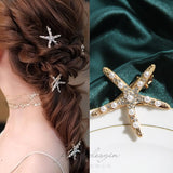 Hair Clips for Women New Style Fashion Pearl Crystal Hairpin Starfish Shell Hair Accessories for Women Jewelry Wholesale daiiibabyyy