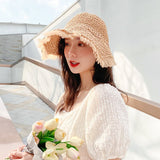 Women's Sun Hats Female Bowknot Visor Caps Hand Made Raffia Straw Summer Cap Casual Shade Hat Empty Top Hat girls Beach hat