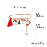 Christmas Tree Tassel Pearl Santa Claus Moon Elk Snowman Bells Gloves Snowflake Pendant 2022 Xmas Brooch Pins New Year Gifts daiiibabyyy