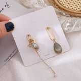 Korean Metallic Pearl Earrings Asymmetrical Stud Earrings Push-back Zinc Alloy with Fashionable Temperament Geometric Women