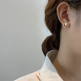 Simple Fashion Gold Color Women Earrings Metal White Zircon Imitation Pearls Stud Earring for Women Party Engagement Jewelry daiiibabyyy