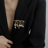 Luxury pearl tassel Camellia number 5 brooch fashion suit early autumn coat decoration corsage Brooches accessories daiiibabyyy
