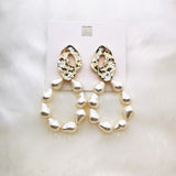 2022 Fashion Hot Sell Irregular Freshwater Pearl Drop Earrings Geometric Metal Statement Dangle Earring Brincos for women bijoux daiiibabyyy