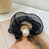 High-Quality Pearl Large Intestine Hair Ring Ins Ponytail Leather Case Temperament Head Rope 2022 New Simple Headdress Female daiiibabyyy