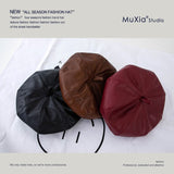 2022 PU Leather Beret Hat Women Flat Cap Hats Lady Girl Berets Hat Bone Female Franch Style 90 s Girls Painter Hat daiiibabyyy