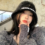 Women's Fashion Hats 2022 Female Autumn and Winter Japanese Fashion Warm Plush Bucket Hat New Rabbit Fur Fisherman Hat daiiibabyyy