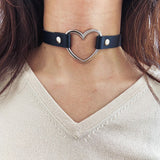 New Women Punk Gothic PU Leather Choker Chain Heart Buckle Collar Necklace Fashion Party Jewelry Neck Accessories 2022 daiiibabyyy