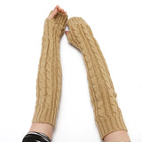 New 1 Pair Knit Gloves Autumn Winter Fashion Women Arm Wrist Sleeve Hand Warmer Girls Long Half Black Mittens Fingerless Gloves daiiibabyyy