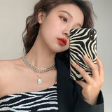 Choker Irregular Crescent Pendant Necklace For Women Metal Mujer Multi-Layer Chain Charm Jewelry Collier Femme 2022 Trend daiiibabyyy