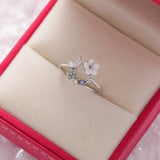 New Fashion Crystal Flower Branch Leaf Adjustable Finger Rings for Women Rose Gold Zircon Open Ring Glamour Wedding Jewelry Gift daiiibabyyy