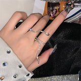 2021 New Cool Snake Shape Rings for Women Adjustable Crystal Rings Wedding Party Simple Geometric Hollow Ring Jewelry Gift daiiibabyyy