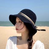 Summer Kitted hat fisherman cap bucket hat Foldable Visor cap outdoor Holiday Beach sun protection Hat women hat Panama sun hat daiiibabyyy