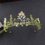 Daiiibabyyy Baroque Retro Crystal Pearl Flowers Beads Bridal Tiaras Crown Rhinestone Pageant Diadem Bridal Headband Wedding Hair Accessories
