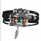 Vintage Black Leather Bracelets For Men Fashion Hollow Triangle Leather Bracelet & Bangles Multilayer Wide Wrap Jewelry 2022 daiiibabyyy