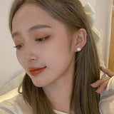 MENGJIQIAO Korean Elegant Asymmetric Pearl Zircon Clip Earrings For Women Trendy Ear Cuff No Piercing Cartilage Ear Jewelry daiiibabyyy