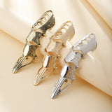 Lost Lady New Cool Boys Punk Gothic Rock Scroll Joint Armor Knuckle Metal Protect Full Finger Gold Ring Party Cosplay Props daiiibabyyy