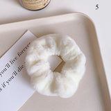 Solid Large Intestine Hair Ring Plush Hair Ring Ladies Lovely Faux Fur Scrunchies Rubber Bands Female Fashion Hair Accessories daiiibabyyy