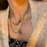 Silver Color Simple Double Layer Titanium Steel Chain Hip hop Necklaces For Women Fashion Party Jewelry Collares Necklace 2022 daiiibabyyy